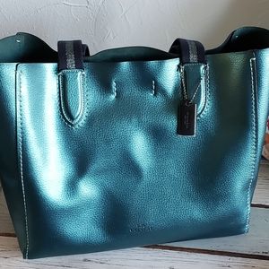 Coach Derby tote in metallic green